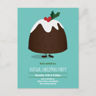 Postal De Invitación Fiesta de Navidades virtuales Pudding Personalizad