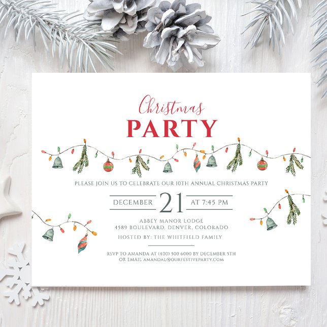 Postal De Invitación Fiesta de Office para Navidades empresariales (Christmas Party Rustic Family Holidays Invitation)