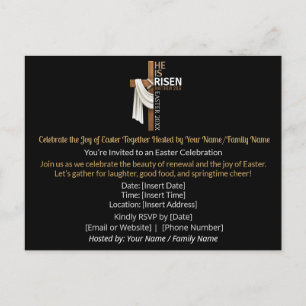 Postal De Invitación Fiesta de Pascua Personalizada Él ha Resucitado