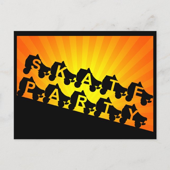Postal De Invitación fiesta de patinaje : rayos de puesta de sol (Anverso)