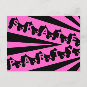 Postal De Invitación fiesta de patines : retro de los años 80