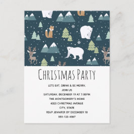Postal De Invitación Fiesta de patrones de animales de invierno de Navi