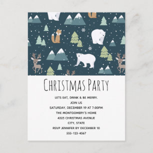 Postal De Invitación Fiesta de patrones de animales de invierno de Navi