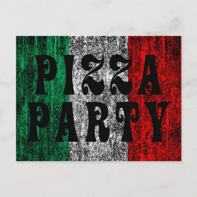 Postal De Invitación fiesta de pizza (bandera italiana) (Anverso)