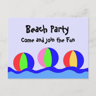 Postal De Invitación Fiesta de Playa con Pelotas de Playa