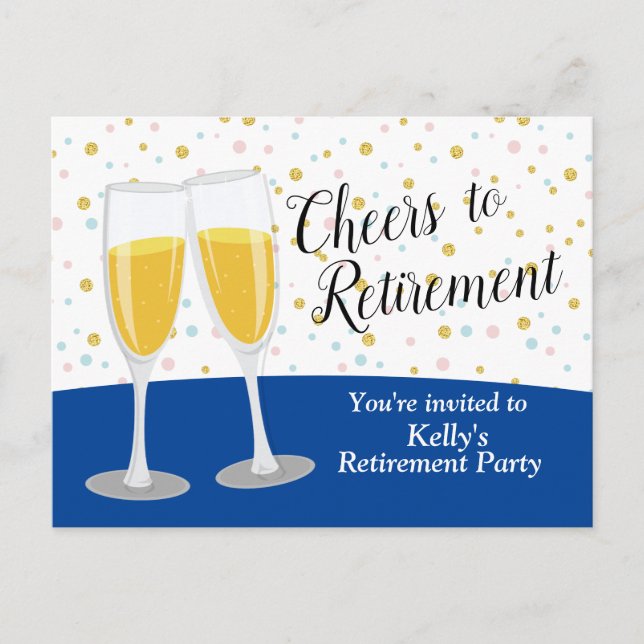 Postal De Invitación Fiesta de retiro de Champagne (Anverso)