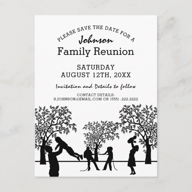 Postal De Invitación Fiesta de Reunión de Árboles Familiares | Guardar  (Anverso)