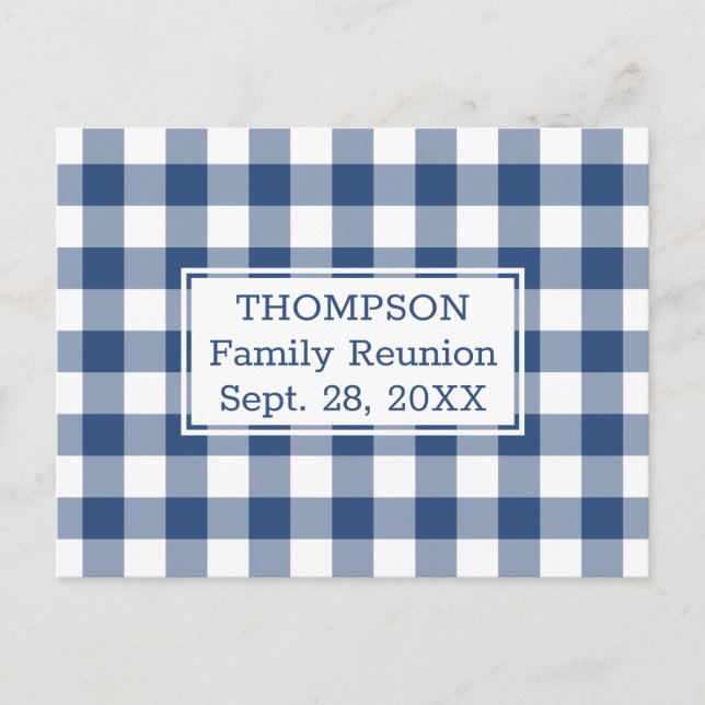 Postal De Invitación Fiesta de Reunión de la Familia Blue White BuffalC (Anverso)