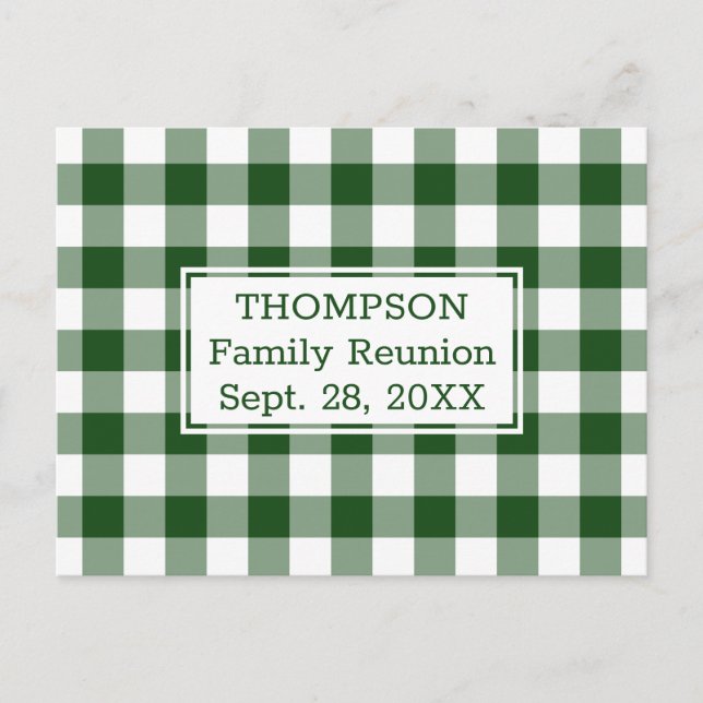 Postal De Invitación Fiesta de Reunión de la Familia Green White Buffal (Anverso)