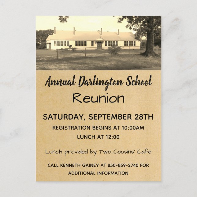 Postal De Invitación Fiesta de Reunión Familiar de Clase Antigua Retro (Anverso)