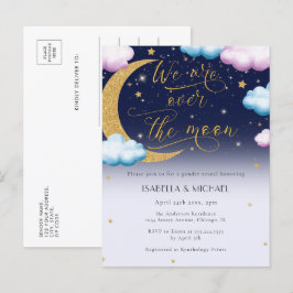 Postal De Invitación Fiesta de revelación de género en la luna