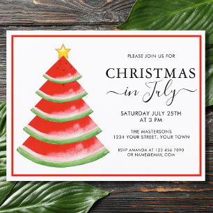 Postal De Invitación Fiesta de sandía en Navidad en julio