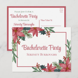 Postal De Invitación Fiesta de Soltera Floral Roja de Nochebuena