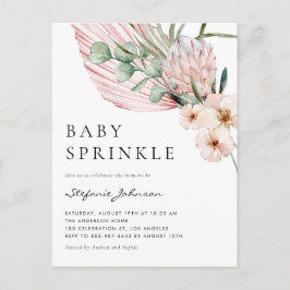 Postal De Invitación Fiesta de Sprinkle de Bebé Tropical Protea Acuarel
