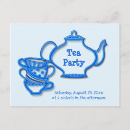Postal De Invitación Fiesta de té con hervidor de agua y tazas