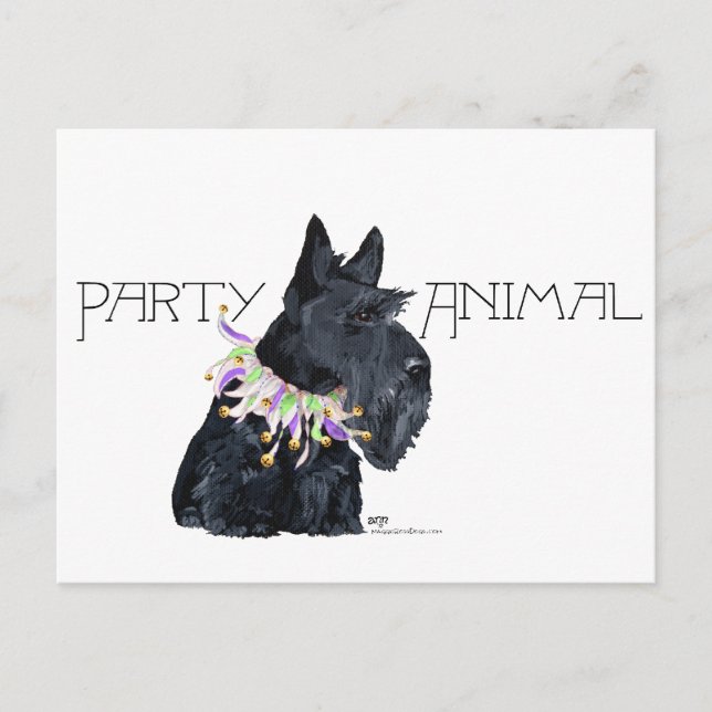 Postal De Invitación Fiesta de Terrier Escocés Animal de Fiesta (Anverso)