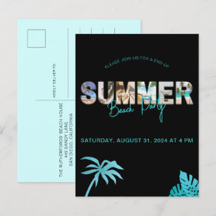 Postal De Invitación Fiesta de veraneo de fin negro mínimo