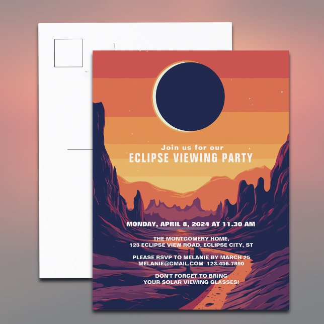 Postal De Invitación Fiesta de visualización escénica de eclipse solar  (Personalize with your event details)