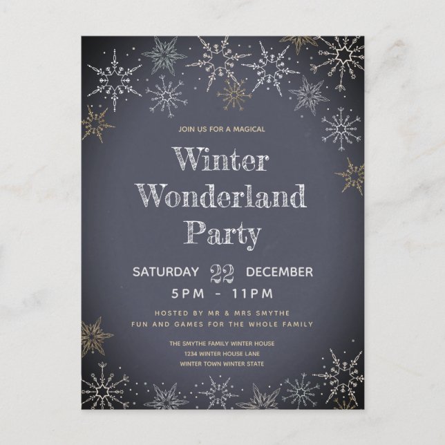 Postal De Invitación Fiesta de Winter Wonderland (Anverso)