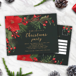 Postal De Invitación Fiesta del feriado botánico rojo verde navidades