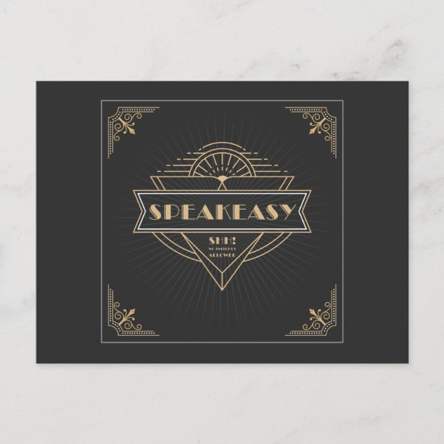 Postal De Invitación fiesta del Flapper Speakeasy de estilo Art Decó de (Anverso)