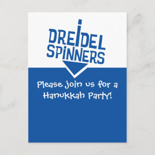 Postal De Invitación Fiesta Dreidel Spinners Hanukkah