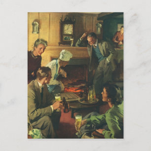 Postal De Invitación Fiesta Familiar Vintage, Cocina de Bistecs y Cerve