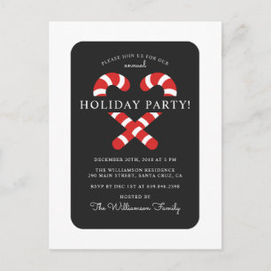 Postal De Invitación Fiesta festiva de los Navidades de Candy Cane