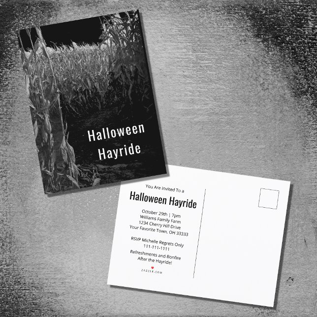 Postal De Invitación Fiesta Gothic Cornfield Halloween Hayride (Subido por el creador)