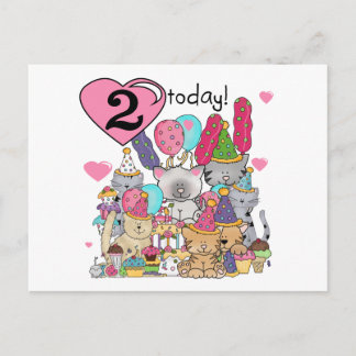 Postal De Invitación Fiesta Kittens Camisetas y Regalos de 2º Cumpleaño