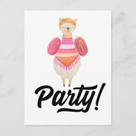 Postal De Invitación Fiesta! Llama acuarela