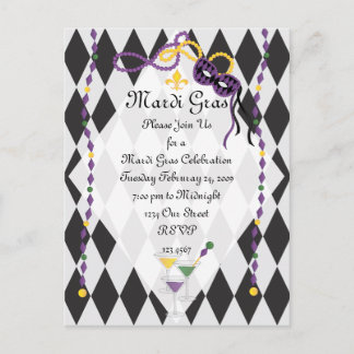 Postal De Invitación Fiesta Mardi Gras