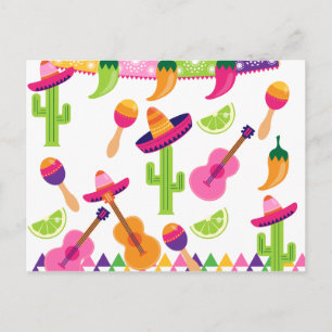 Postal De Invitación Fiesta mexicano de Fiesta Sombrero Saguaro Lime Pe