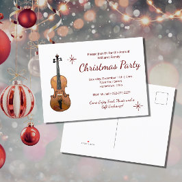 Postal De Invitación Fiesta Musical de Navidad Violín Elegante