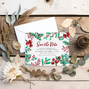 Postal De Invitación Fiesta Navideña Corporativa Holly & Berries