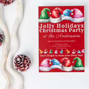 Postal De Invitación Fiesta navideña de Navidades rojos