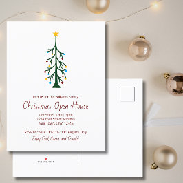 Postal De Invitación Fiesta navideña moderna de árbol de navidad festiv