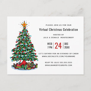 Postal De Invitación Fiesta navideña virtual moderna