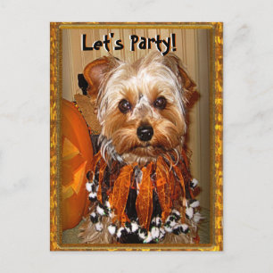 Postal De Invitación Fiesta para Halloween Yorkie