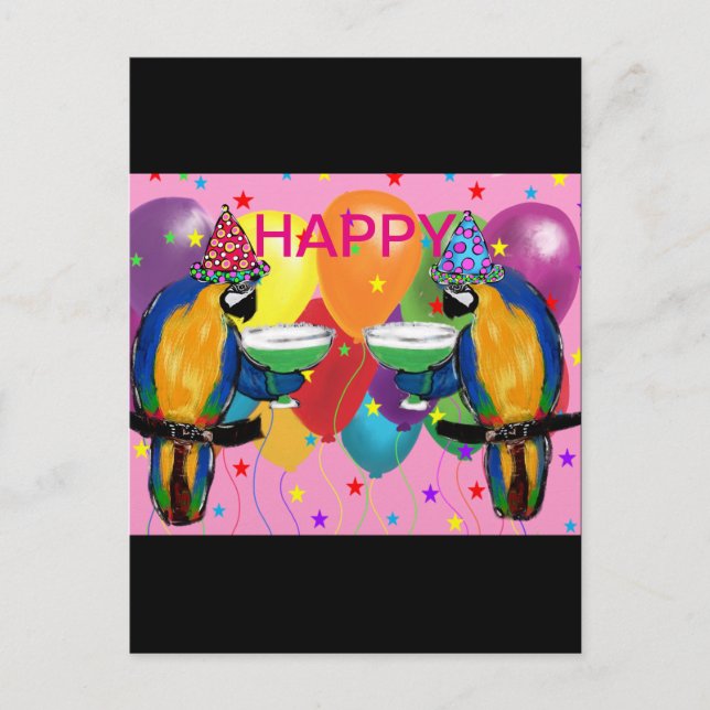 Postal De Invitación Fiesta Parrots (Anverso)