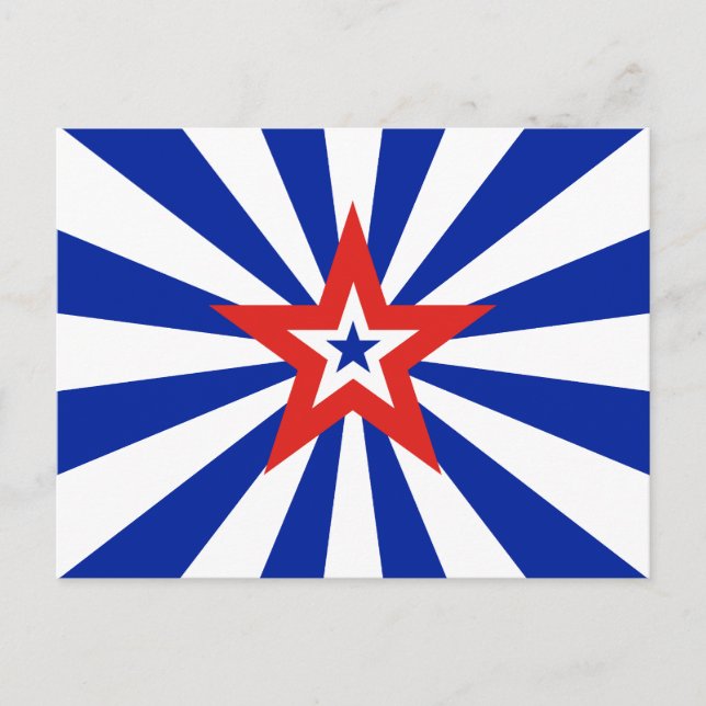Postal De Invitación Fiesta Patriótico de American Blue Starburst (Anverso)