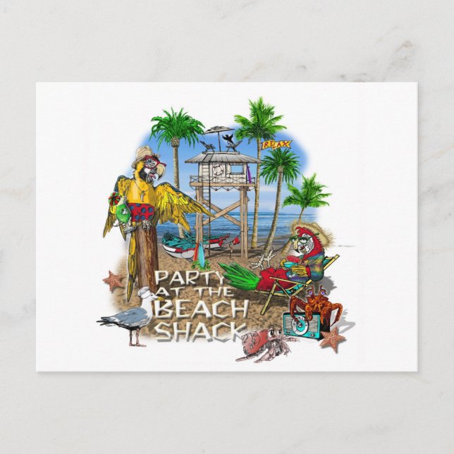 Postal De Invitación Fiesta pirata Fiesta loros (Anverso)