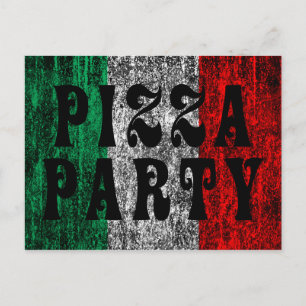 Postal De Invitación fiesta pizza (bandera italiana)