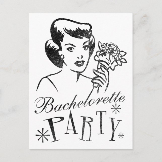 Postal De Invitación Fiesta Retro Bachelorette (Anverso)