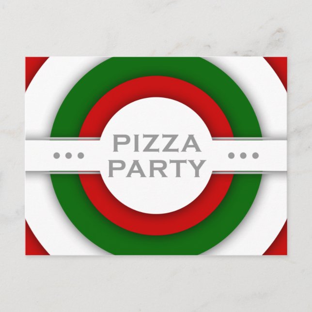 Postal De Invitación fiesta retro PIZZA (Anverso)