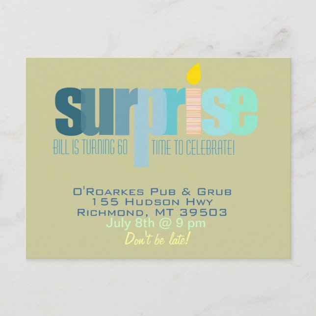 Postal De Invitación Fiesta sorpresa - ¡Celebremos! Blue Hues (Anverso)