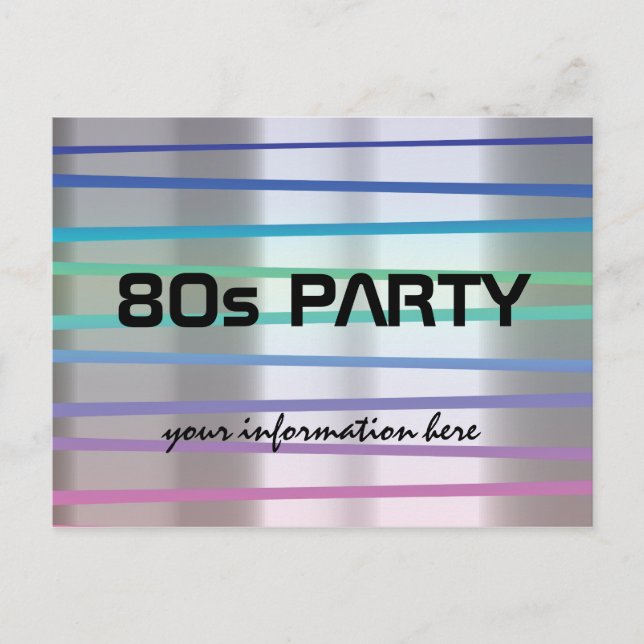 Postal De Invitación Fiesta temática de los años 80 o 90 o reunión (Anverso)