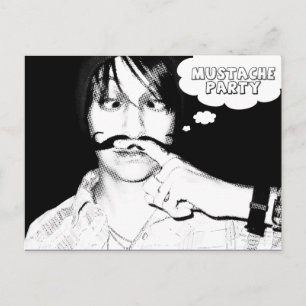 Postal De Invitación fiesta temática del bigote: montones de historieta