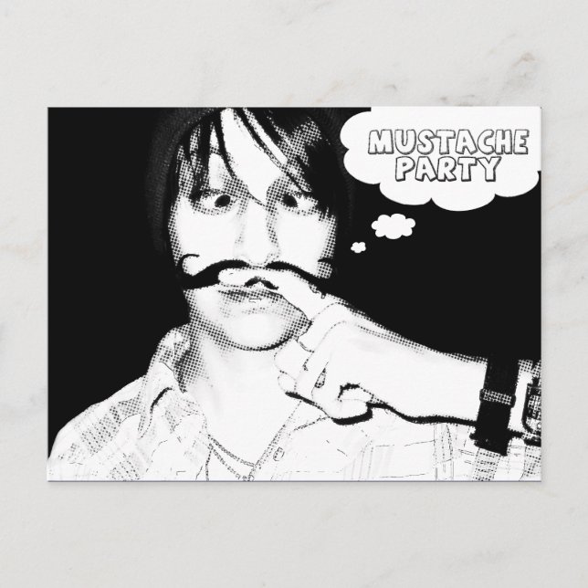 Postal De Invitación fiesta temática del bigote: montones de historieta (Anverso)