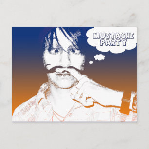 Postal De Invitación fiesta temática del bigote: montones de historieta